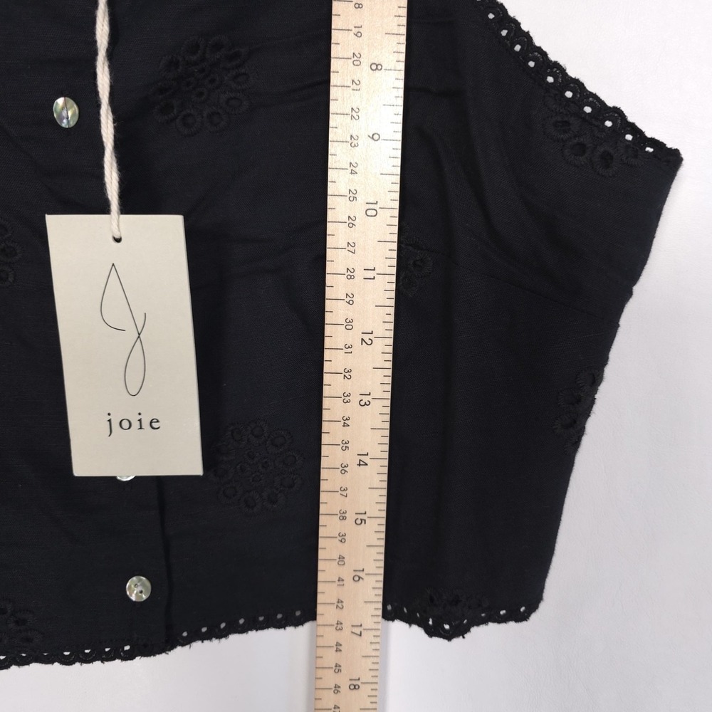 JOIE New Linen Cotton Blend Midi Skirt‎ Eyelet Set Black Embroidered Size LARGE - Picture 5 of 12